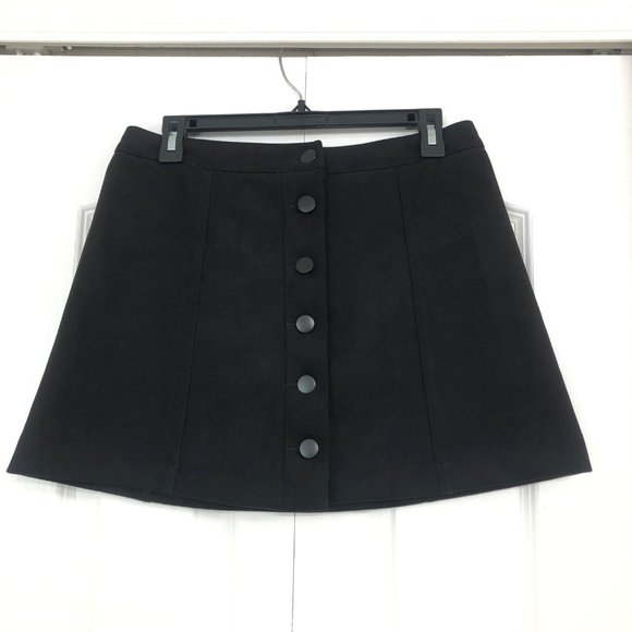 Forever 21 Los Angeles womens faux suede button front y2k miniskirt black 29 - Picture 1 of 3